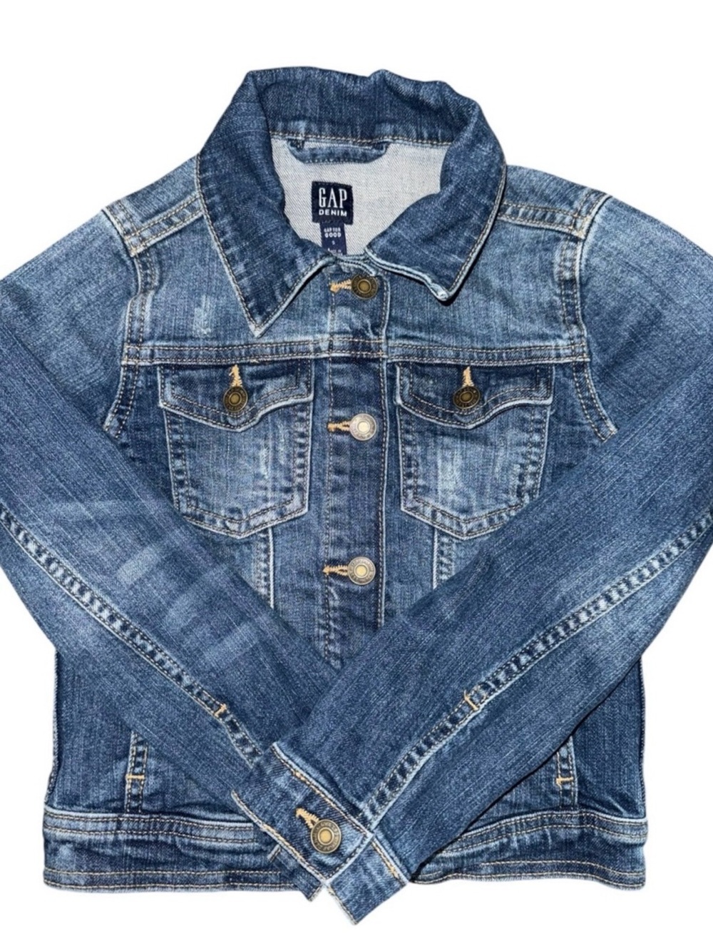 GAP Denim Jacket Girls Small Blue Jean Trucker Stretch Kids Classic Coat